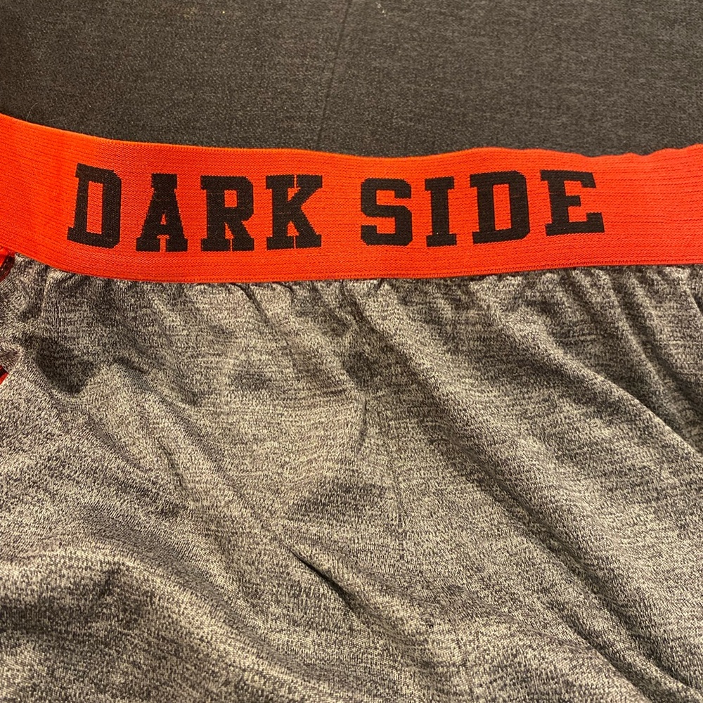Lego Star Wars basketball shorts with a little Lego Darth Vader on 1 leg.
